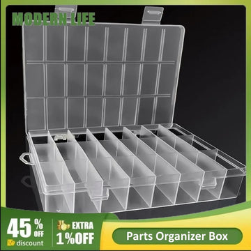 24 Grids Parts Organizer Box Practical Compartment Plastic Storage Box