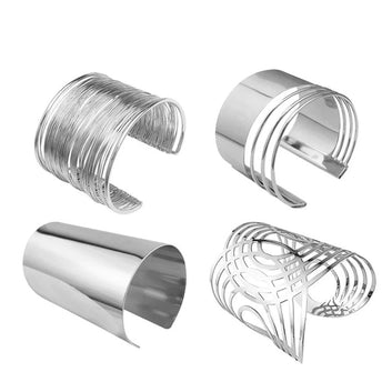 Cuff Bangle Bracelet for Women Open Wide Wire Bracelets Gold Color Wrist Cuff