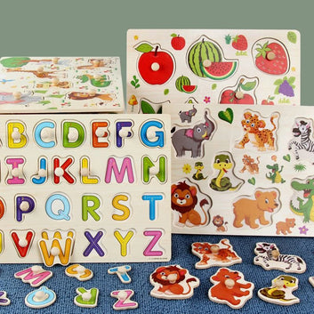 Montessori Baby Puzzle Wooden Toys 1 2 3 Years Children Hand Grab Board Game